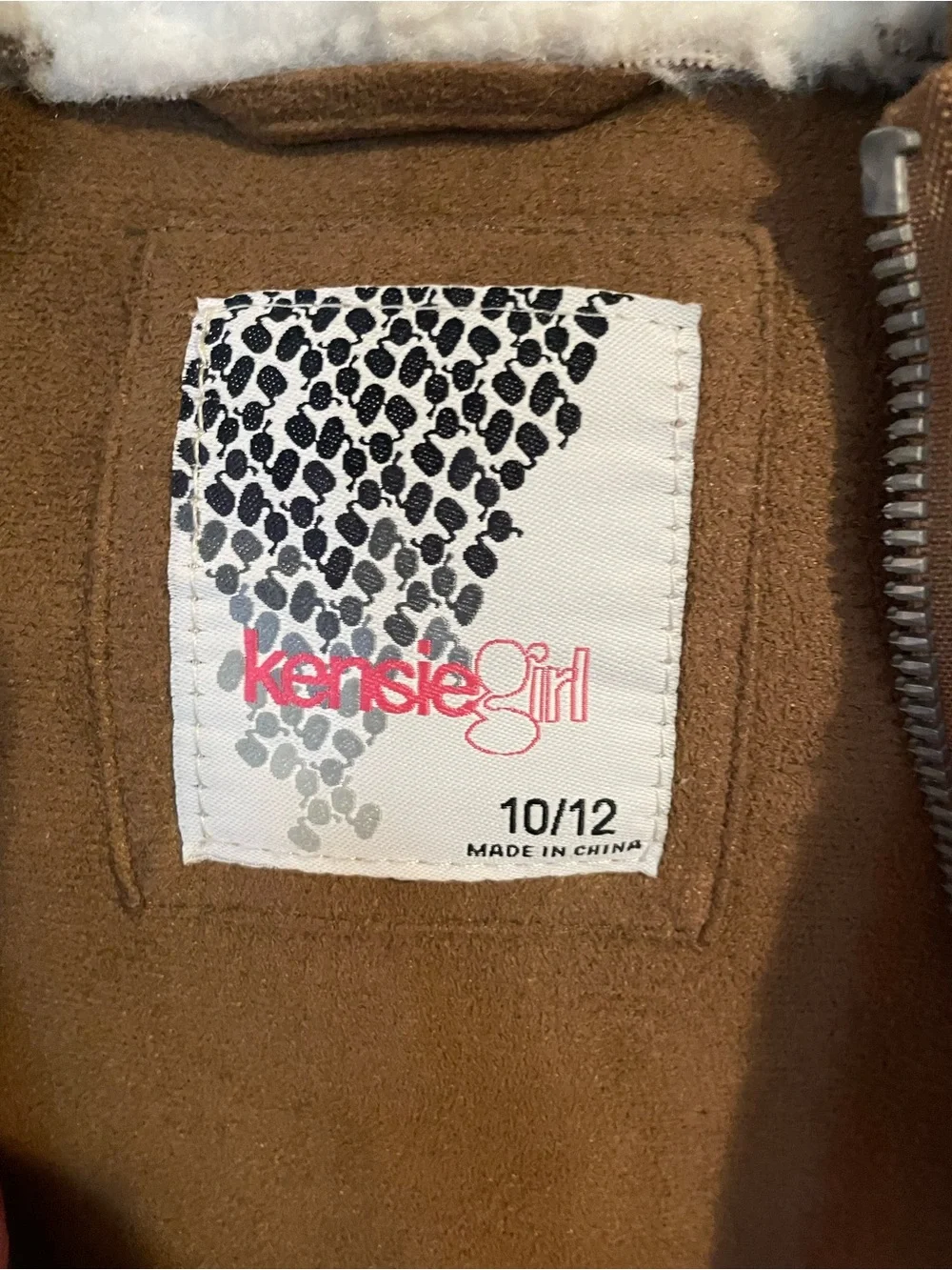 Kensie Girl Two-Tone Sherpa Hooded Jacket in Cream and Brown